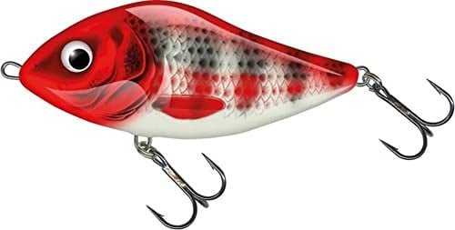 Salmo Slider Jerkbait Wobbler, Salmo Farben:Holo Red Head Striper, Länge/Gewicht/Laufverhalten/Tauchtiefe:12cm / 70g / sinkend / 2.0-1.0m