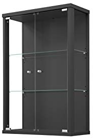 BR-Wohndesign Hängevitrine 82x56x25,2 cm in Schwarz mit 2 Glasböden, perfekt für Sammler