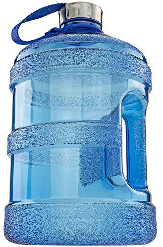 Southern Homewares 1 Gallon BPA Free Plastic Water Bottle for Cold Liquids With Attached Leak Proof Screw Lid-For Gym Office Daily Use, Blue, One Size