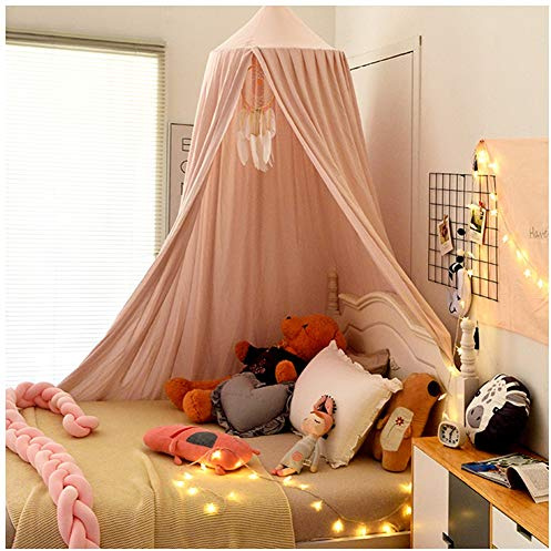 YOUCAI Betthimmel Baldachin für Kinderzimmer Bettvorhang Babyzimmer Deko Spiel Zelt Schlafzimmer Moskitonetz für Kinderbett Pink 1(Höhe:2.5M)