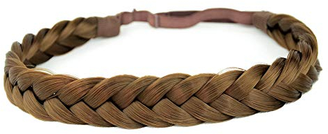 BOBIYA 2 Stränge synthetische haar flocht stirnband klassische chunky geflochtene zöpfe elastic stretch toupet für frauen-mädchen-schönheits-zusatz (mittel braun)