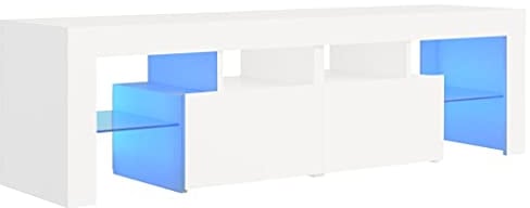 vidaXL Mueble para TV con Luces LED Soporte Armario Aparador Estante Salón Sala de Estar Decoración Entretenimiento Blanco 140x36,5x40 cm