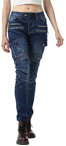 GEBIN Damen Motorradhose Motorrad Jeans Biker Trousers Motorrad Hose Fahrrad Riding Schutzhose, 4 x Schutz Ausrüstung (Blue,M=W31.4''(80cm))