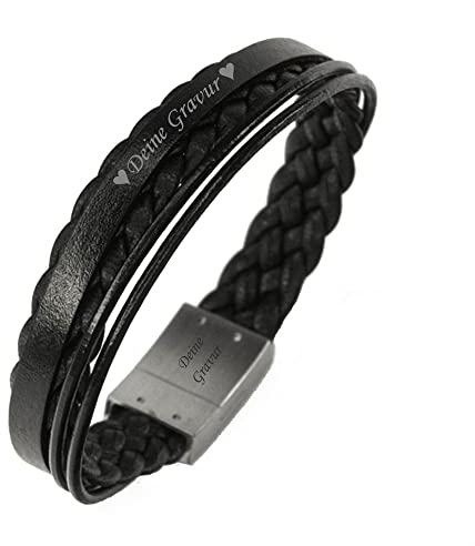 COWstyle Personalisiertes Lederarmband Herren mit Namen oder Datum - Armband mit Gravur - Geschenk zum Vatertag - Männerarmband für Papa