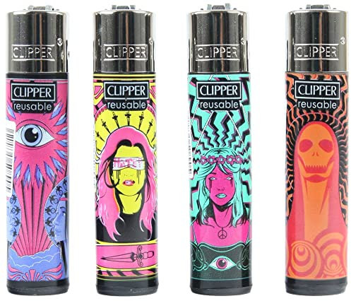 Clipper Feuerzeug 4er Set: (Hippie Hope)