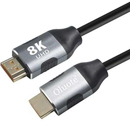 Oluote Cavo HDMI 2.1 8K, Cavi DisplayPort 1.4 Supporta 8K@60 HZ, 4K@120 HZ, 4320p ad Alta Velocità 48 Gbps Compatibile con Cavo HDMI 3D per PS5, PS4, Roku TV, HDTV, Blu-ray (2M)
