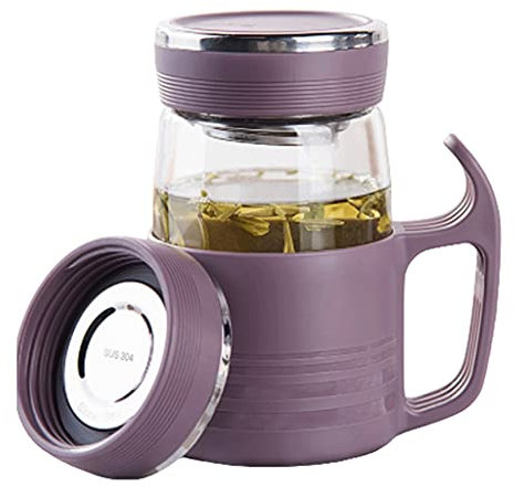 ZQDMYT Portable Sealed Carafe with Lid and Spout 450ml/15.2oz,Water Kettle with Filter,Glass Water Jug for Kid Gym Outdoor School Simple (Color : Purple)