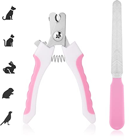 cobee Coupe Ongles Professionnel pour Animaux domestiques, Lime à Ongles pour Chiens Chats Chiots Chatons avec Protection de Protection et Verrouillage de sécurité (Rose)