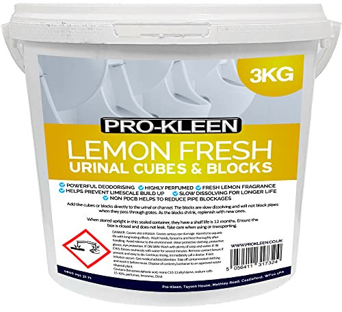 Pro-Kleen Urinal Channel Blocks 3KG - Lemon Fragrance - Non PDCB - Slow Dissolving - 30 Day Control