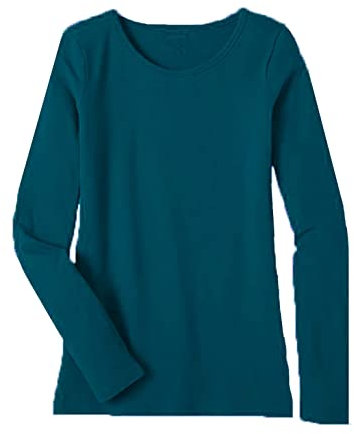 Women's Ladies Long Sleeve T-Shirt Ladies Plus Size Round Neck Stretchy Plain Fitted Basic Jersey Casual Tee Top. Teal
