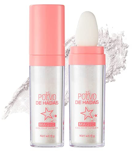 Erinde Highlight Puder, Schimmerndes Highlighter Puder mit Schwammkopf, Gesicht Hochglanz Sparkle Highlighter Puder, Hellt Make-up für Gesicht Körper Haar Kosmetik, #01