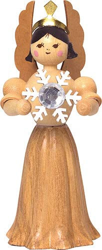 Drechslerei Kuhnert Engel mit Schneekristall - 7 cm