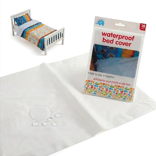 The Magic Toy Shop Single Waterproof Mattress Protector for Kids 200 x 100cm - Children's Bed Wetting Sheet Cover, Wipe Clean Waterproof Bed Sheet, Toddler Potty Training & Pets