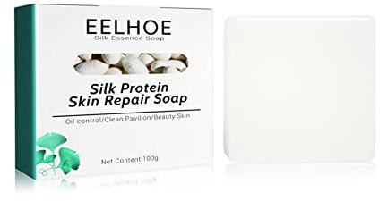 Hocossy Pure Silk Protein Goat Milk Soap Bar, Facial Body Soap Rejuvenation Deep Cleaning Milk Repair Soap Remove Mite, Suitable for Dry Itchy Sensitive Skin Goat Skincare