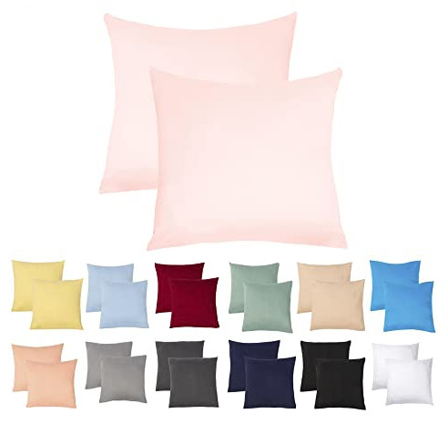 6Livessa 2er Set Kissenbezug 60x60 aus%100 Baumwolle Jersey Stoff, Kissenbezüge, 60x60 mit Reißverschluss, Kopfkissenbezug 60x60 cm, Kissenhülle, atmungsaktiv, Oeko-Tex Zertifiziert, Pillow Cover