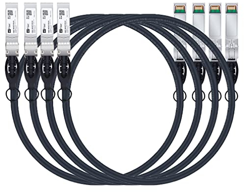 H!Fiber.com 4 Stück, 10Gb/s SFP+ DAC Kabel, 2-meter (6.6 ft), 10GBase-CU Passiv Direct Kupfer Twinax SFP+ Kabel für Cisco SFP-H10GB-CU2M, Ubiquiti, Netgear, and Other Open Switches and NIC