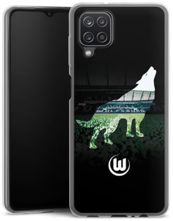 Slim Case kompatibel mit Samsung Galaxy A12 Silikon Handyhülle transparent Hülle extra dünn VFL Wolfsburg Stadion Wolf