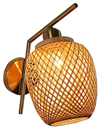 HWSY Applique Murale Rustique DIY Lanterne Murale en Osier Naturel Applique Murale Vintage en Rotin Bambou Bar Restaurant Appliques Lampe en Bambou, E27 Interesting