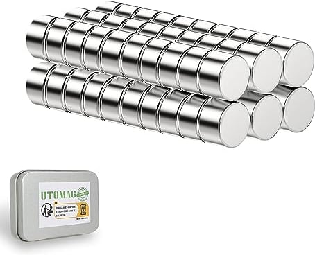 UTOMAG 60 Stück Magnete 5x3mm, Mini Rounde Neodym Magnete Extra Stark Kleine Powermagnete für Kühlschrank, Magnettafel Whiteboard, Fotos, Pinnwand, Büro, Schule, Küche