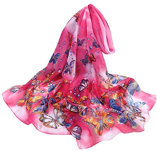 Damen weichem Schal Super Deckenschal Weicher Schal Mode Seide Schals Leicht Lange scarf Print Scarf Tücher Seidenschal Basic Oversized Damen-schal warm halten Frauen Tücher (Hot Pink, One Size)