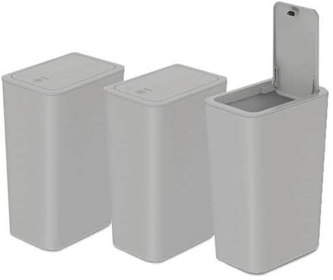 Umtiti 3 PCS 10 L / 2.6 Gal Garbage Can with Pop-up Lid.Small Trash Can with Lid, Waste Basket for Kitchen, Bedroom, Office,Bathroom. GY-3pcs