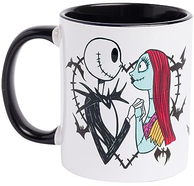 TruffleShuffle Disney The Nightmare Before Christmas Jack and Sally Black Handle Mug
