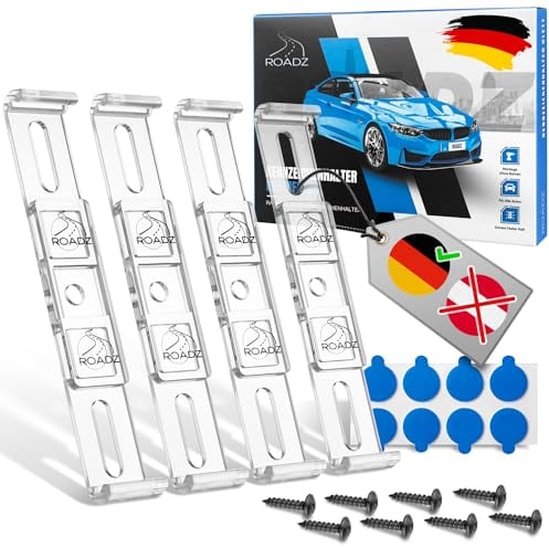 ROADZ Frameless License Plate Holder for Advertising-Free Look with Adhesive Lock for Improved Hold Set for 2 Number Plate Holder Invisible Number Plate Holder Car