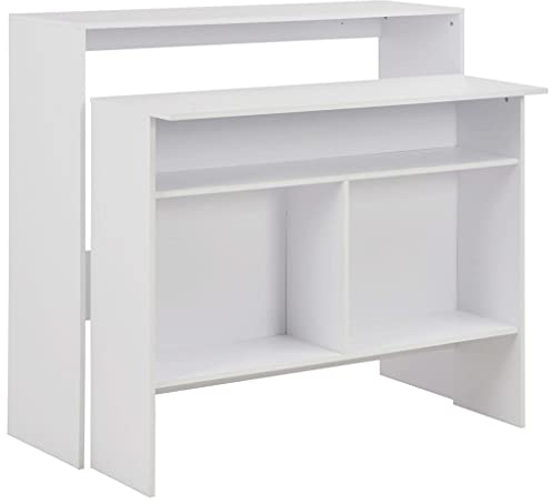 ZQQLVOO Table de salle à manger, de cuisine, de conférence, de bar, de bar avec 2 plateaux de table, blanche, 130 x 40 x 120 cm