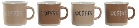 Home ESPRIT Juego de Tazas de Café Marrón Gres 4 Piezas 180 ml