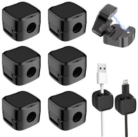 6 PCS Magnetic Cable Clips Magnetic Cable Organiser Cord Organizer Holder for Home Office Desk Phone Car Magnetic Cable Tidy Magnetic Desk Cable Clips Management for Office Management organisers