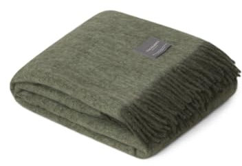 Stackelbergs Plaid-Mohair-Decke Mohair-Wolle Grün L 130 cm B 170 cm