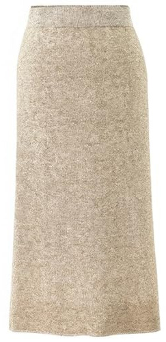 ebossy Women's Winter Warm High Waist Side Slit Wool Blend Long Skirts Rib Knit Stretchy Bodycon Pencil Skirt (Medium, Oatmeal)