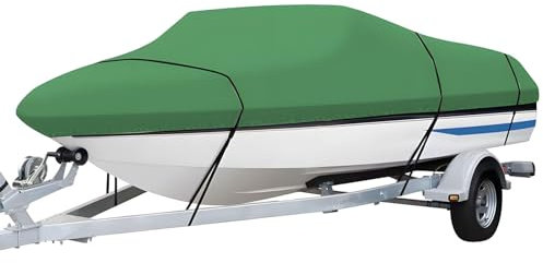 Toldo Barco, Toldos Barco 210D Tela Oxford Impermeable, Funda para Barco para Adaptarse a Barco V-Hull, Yates, Speedboat, Cubierta Barco con Protección UV (Green,11-13ft)