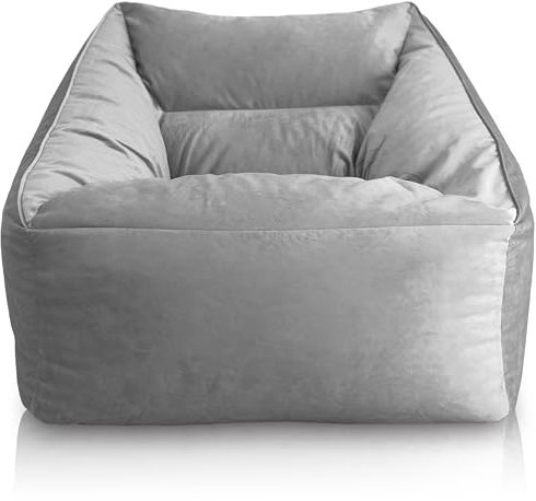 Aiire XXL Sitzsack Sofa Erwachsene - Relaxo Sitz Sack Sessel Design mit Füllung für Kuschelecke - Riesen Bean Bag Chair fur Gaming - Sitzsäcke aus Samt Grau