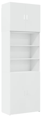 Willood Highboard Weiß 80x42,5x249 cm Holzwerkstoff Geeignet für Küche, Wohnzimmer, Schränke 80cm breit - Sieben Fächer(249cm)