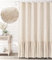 Awellife Cortina de ducha de lino con volantes y textura bohemia para baño, color beige, 152 cm de ancho x 183 cm de largo