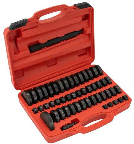 Juego de 49 herramientas para rodamientos de rueda, juego de montaje universal para buje y rodamiento de rueda con caja de almacenamiento, herramienta de prensa