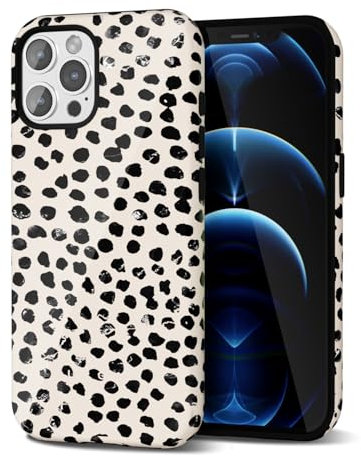 Svanove Cheetah Print Phone Case for iPhone 12 Pro Max Case Girly Trendy Leopard Pattern, Retro Cool Animal Print, Luxury Cute Case for Women, Aesthetic Y2k Hard Shell Plastic, Beige Polka Dots