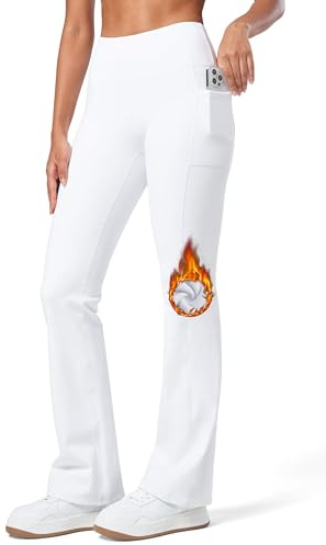 WILLIT Thermo Leggings Damen Winter Gefütterte Fleece Sporthose Yogahose Warm Sport Leggings Laufhose Bootcut Hose High Waist mit Taschen