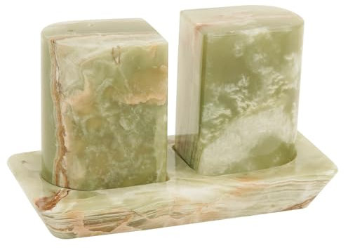 Radicaln Marble Salt and Pepper Shaker Set With Tray 3.5'' Inches Green Onyx Handmade Seasoning Salt and Pepper Grinder Set
