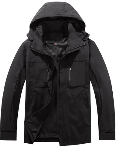Ynport Crefreak Veste d’extérieur pour Hommes Coupe-vent Sport Jakcet Veste de Couple Imperméable à Capuche Manteau Coupe-vent Léger à Capuche pour la Randonnée en Plein air Trekking, Noir, XXL
