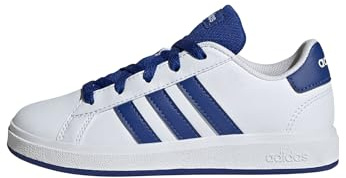 adidas Unisex Kinder Grand Court Lifestyle Tennis Lace-Up Shoes, Cloud White/Royal Blue/Core Black, 34 EU