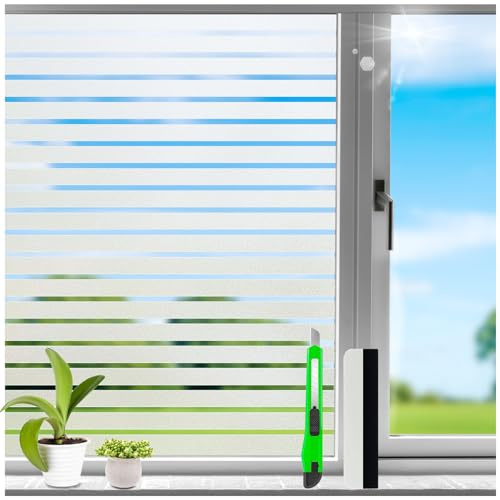 HONLONE Privacy Window Film，Frosted Decorative Window Film 50X400cm Window Frosting Film No Glue Static Cling Glass Frosting Film Heat Protection Window Tint Film