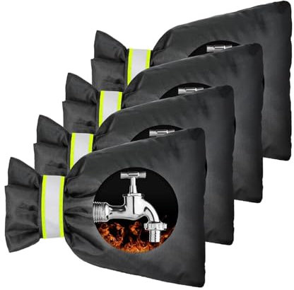 Surwin Housse pour Robinet Exterieur Jardin, 4 Pièces Housse de Robinet Jardin Imperméable et Épaisse Protection Robinet Exterieur, Réutilisables Couvercle Antigel pour Robinet (18x25cm,Noir)