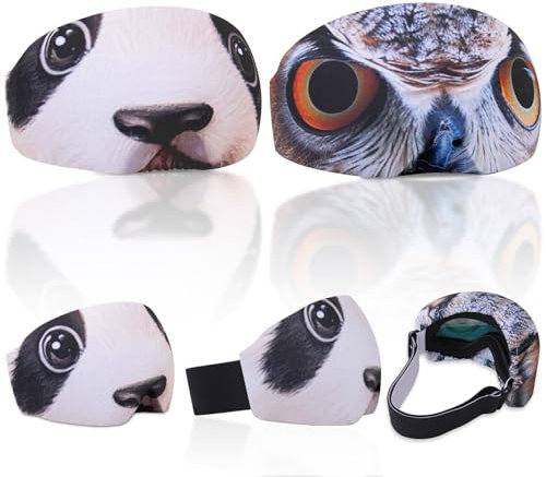 Ryaco 2 x Protective Case for Ski and Snowboard Goggles, Microfibre Protection Against Scratches and Dust, for Storage of Ski Goggles on Travel,Animal,Grande