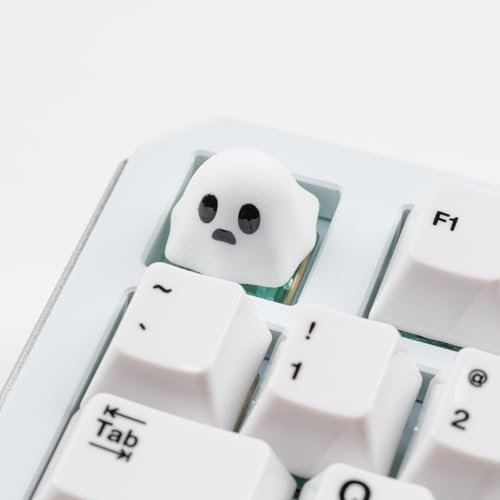 REDQIN UltraEquip Artisan Keycaps - Cute Ghost Resin Keycaps Custom Escape Handmade Keycap for Mechanical Keyboard Key Cap (Poor Ghost_01, Opaque)