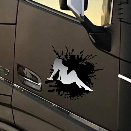 Decalart Kit 2 adesivi universali per Camion truck portiera Schizzo MILF donna sensuale compatibili per tutti i camion decalcomanie L092 (090 Argento)
