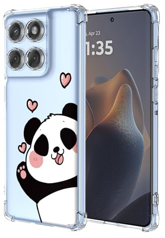 ILING Funda para Motorola Edge 60 Fusion/Motorola Edge 60 5G, Diseño de Flores y Dibujos Animados Lindo Ultradelgado Elegante Carcasa, Suave Silicona Transparente TPU Cubierta (Panda Sonriente
