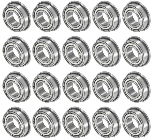 M METERXITY 20-Pack F688ZZ Flanged Ball Bearing, 8mm x 16mm x 5mm Double Metal Shielded Z1 Chrome (GCr15) Steel Flange Rip Bearings for Wheelbarrow/Printer/Fax Machines/Power Tools