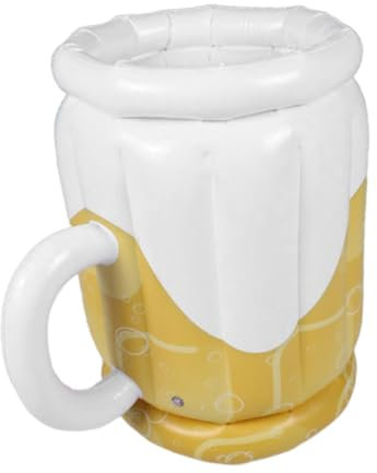 VICASKY 1 cubo de cerveza inflable de PVC de pared gruesa para cerveza y bebidas para barbacoas y eventos al aire libre, amarillo y blanco, portátil